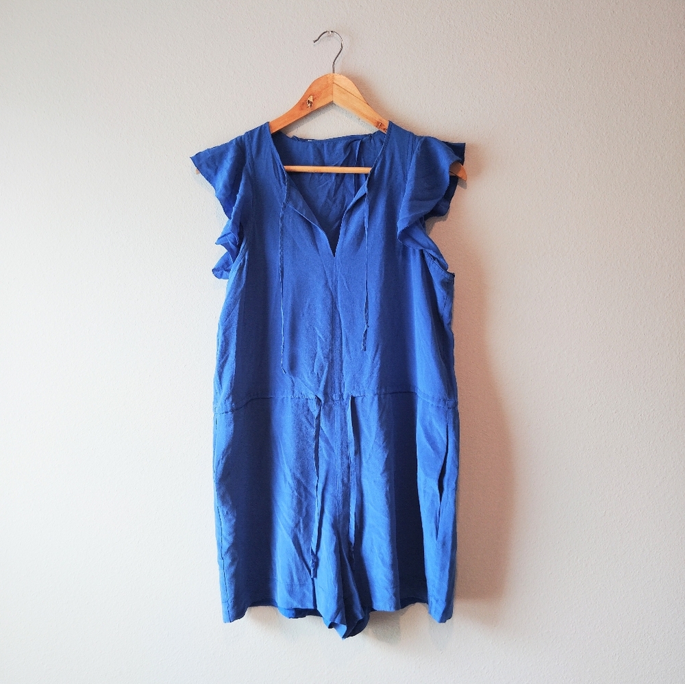 Madewell Ruffle Sleeve Romper - Picture 2 of 7